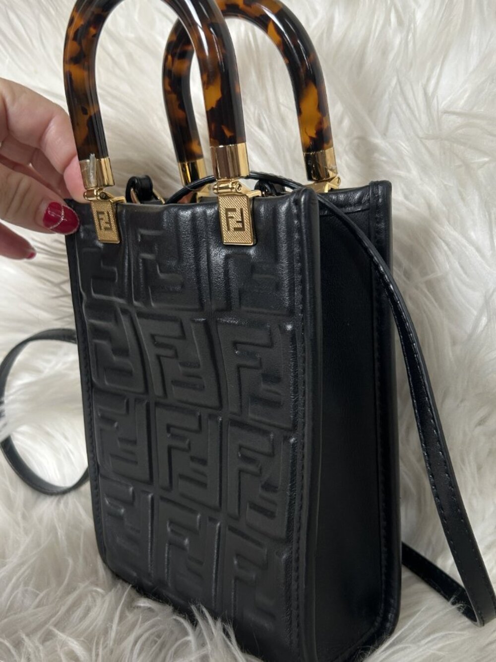 Fendi Vitello Embossed Mini F Sunshine Tote - Picture 8 of 14